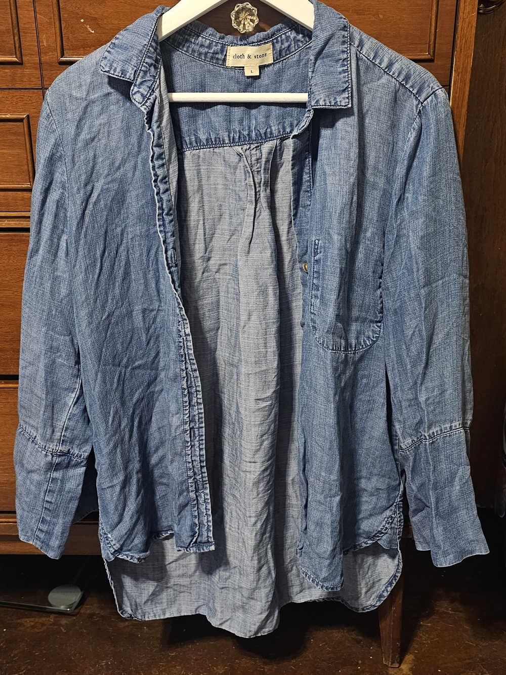 cloth & stone Light Blue Chambray Button-Down Shirt - Picture 1 of 6
